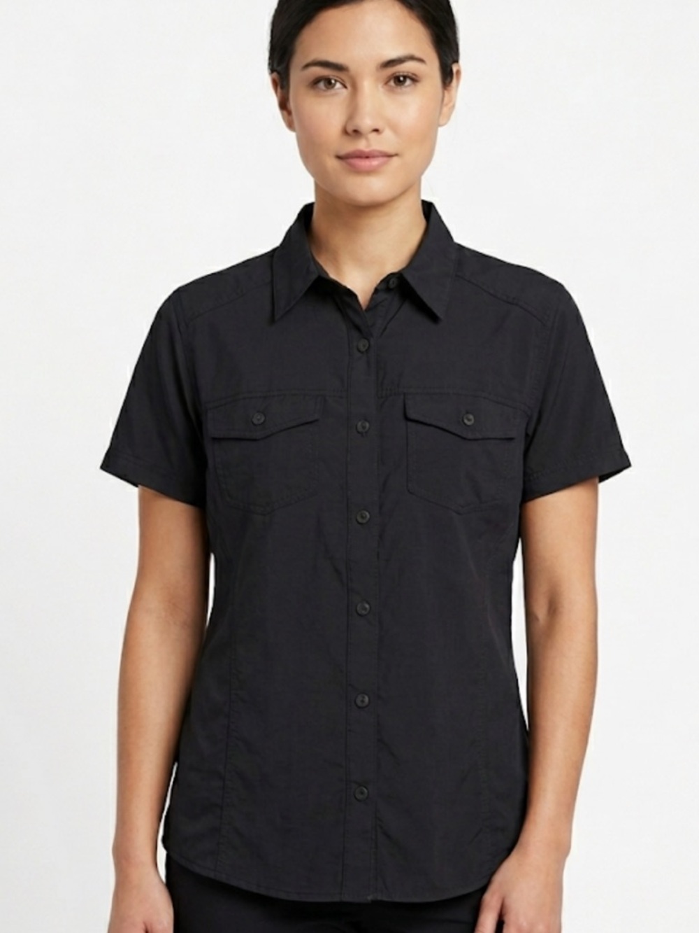 24 Columbia Black Button Up Shirt Small | Outdoor Hiking Camping Travel Top